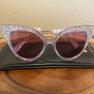 Lele Sadoughi Pink Glitter Sunglasses (Rose Chelsea Cat-Eye)